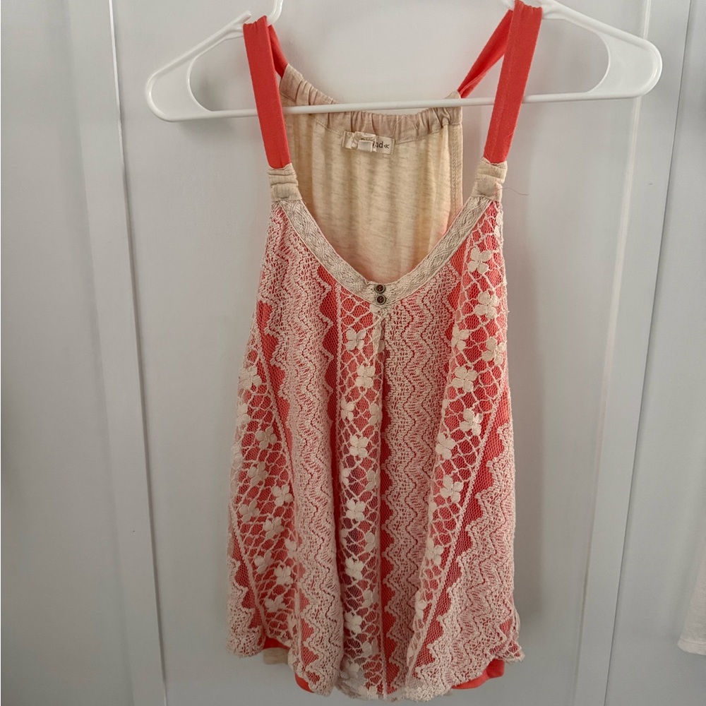 Rewind Red and Cream Lace Camisole